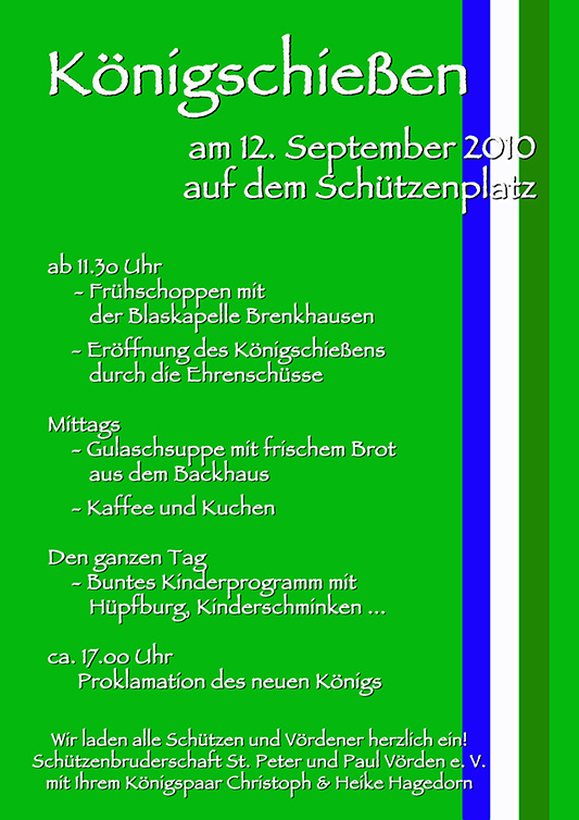 Plakat zum Königsschießen 2010